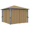 VidaXL Gazebo with Curtain Belvedere Marquee Garden Pavilion Patio Tent Outdoor Reception 300x300 Cm Taupe 313893