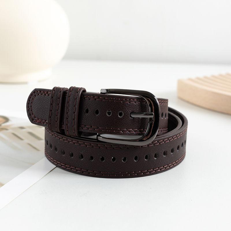 Retro Style Wide Pu Belt For Women Smooth Buckle Simple And Stylish Design