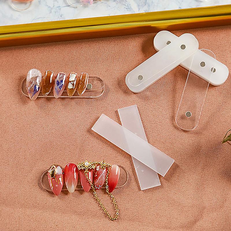 24/40Pcs Clear Nail Adhesive Tape False Nails Display Stand Glue Stickers Double-Sided Pasted Manicure Practice Showing Tools