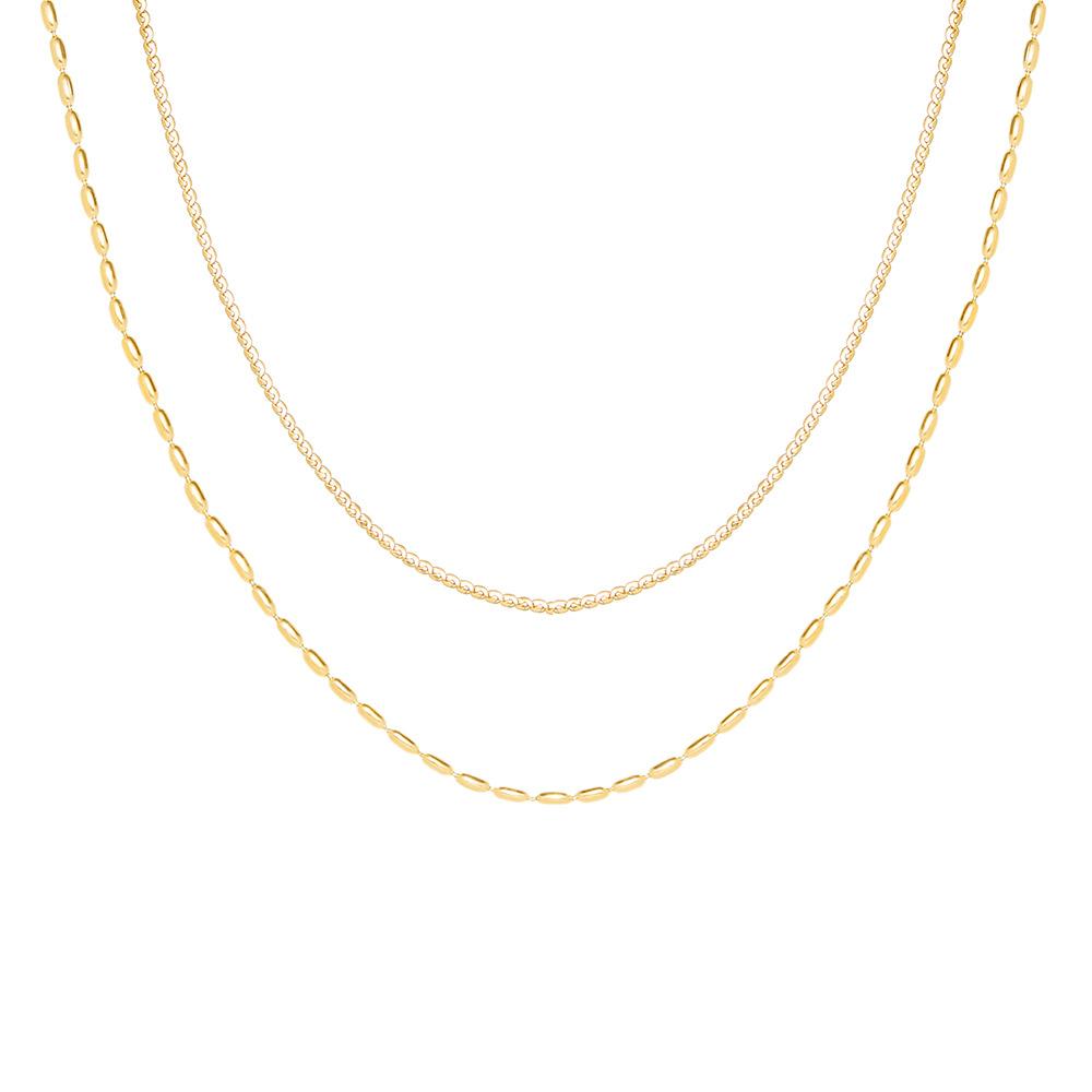 

316L Stainless Steel New Fashion High-end Minimalism 2 Layer Beaded Charms Chain Choker Necklaces For Women