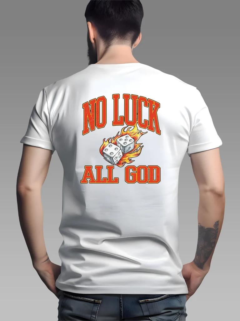 T-Shirt mit Würfel-Rückendruck und Schriftzug