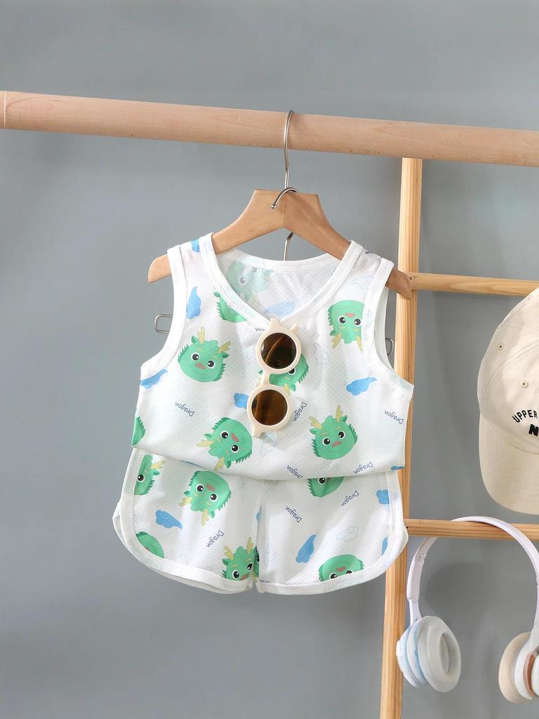 Kids' Summer Mesh Sleeveless Vest Set - Lightweight, Breathable 2-Piece for Boys & Girls