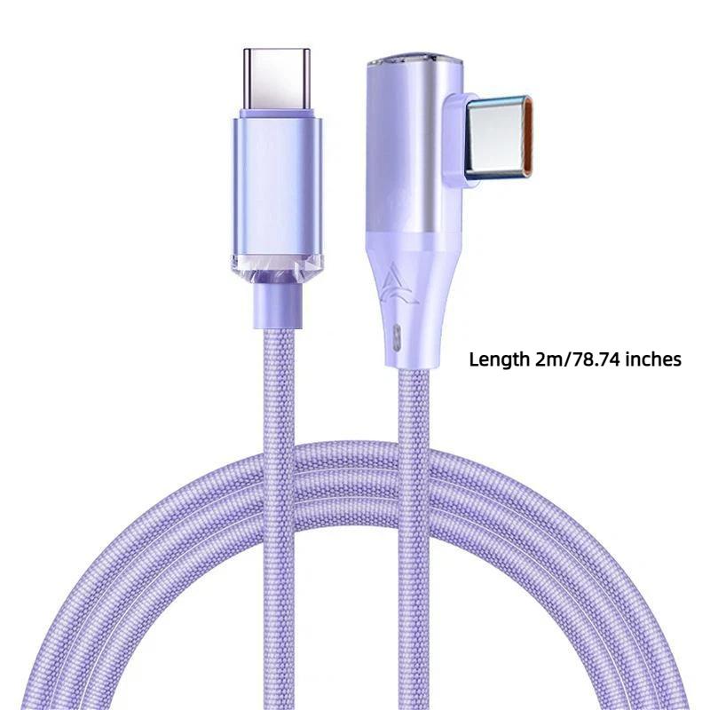120W Super Fast Charging Cord Type C To Type C 90 Degree Elbow Cable 0.25/1/1.5/2M Length Usb C Quick Charge Phone Cables