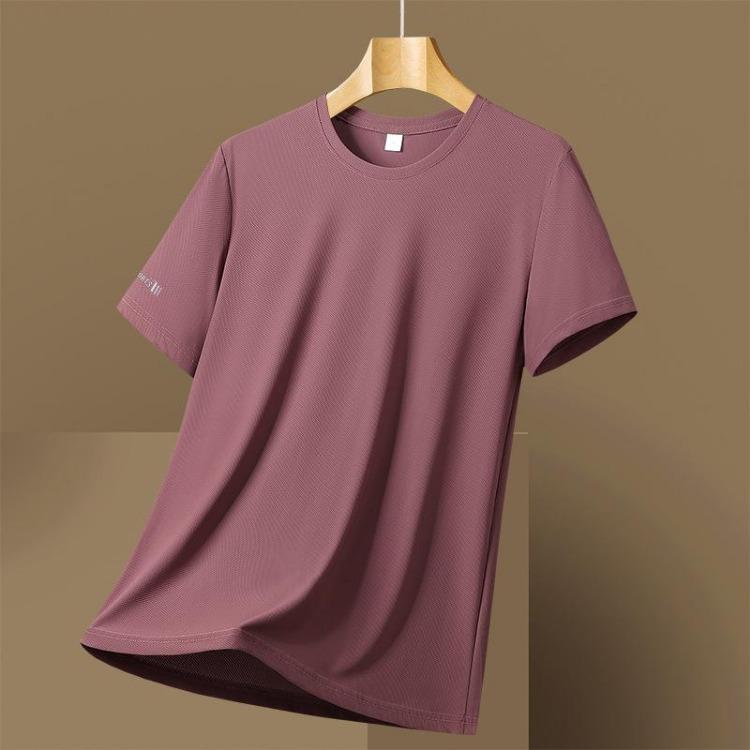 Cooles Schnelltrocknendes Herren Übergröße Sommer T-Shirt Eis Seide Kurzarm Einfarbig Sport Top Einfach Vielseitig