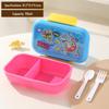 Isolierte Kinder-Lunchbox mit Cartoon-Trennern, Löffel und auslaufsicherem Schnappverschluss - Doppelkammer 304 Edelstahl.