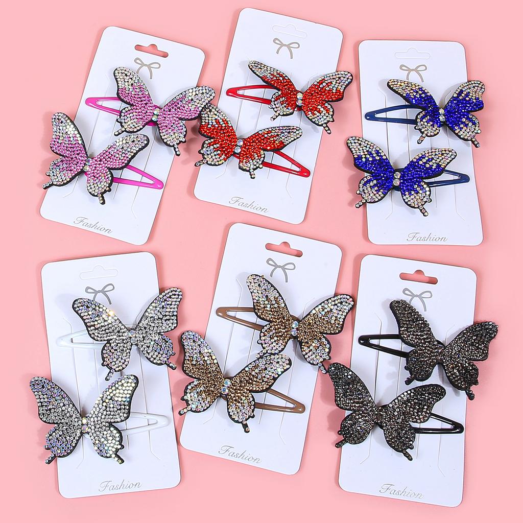 2pcs/set New Cute Princess Butterfly Hair Clips Girls Hairpins Crystal Butterfly Hair Clips Children Kids Hair Accessories