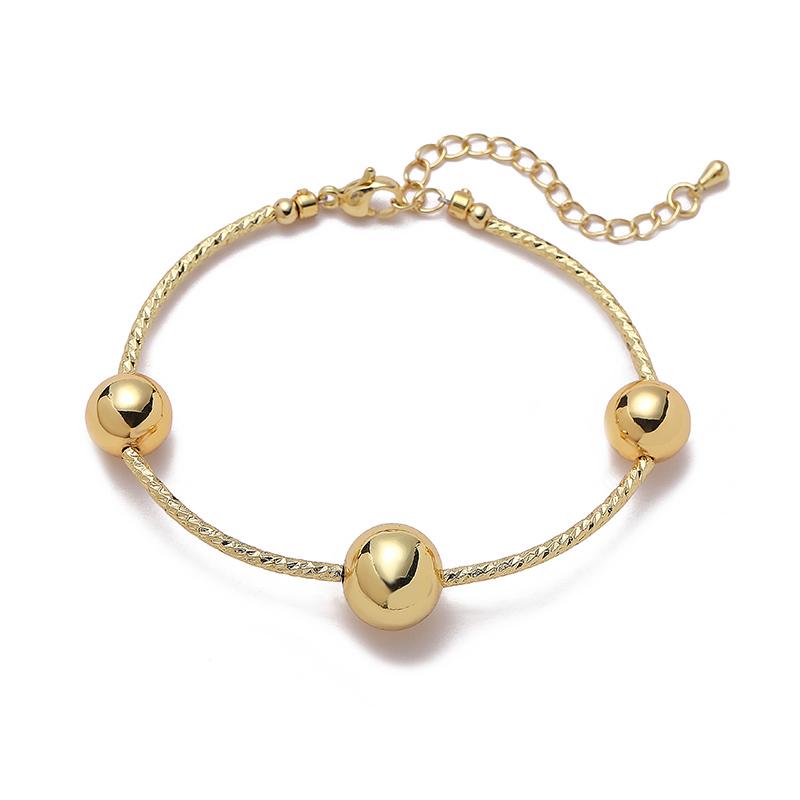 

HECHENG,Ladies Accessories Brass 18K Golden Plated Bead Chain Golden/Coppery Necklace Bracelet Metal Neutral Zircon Other