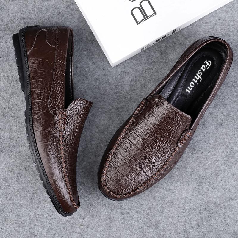 Fashion Luxury Brand Male Casual Shoes British Style Genuine Leather Loafers Comfy Slip On Moccasin High Quality Men's Business Shoes