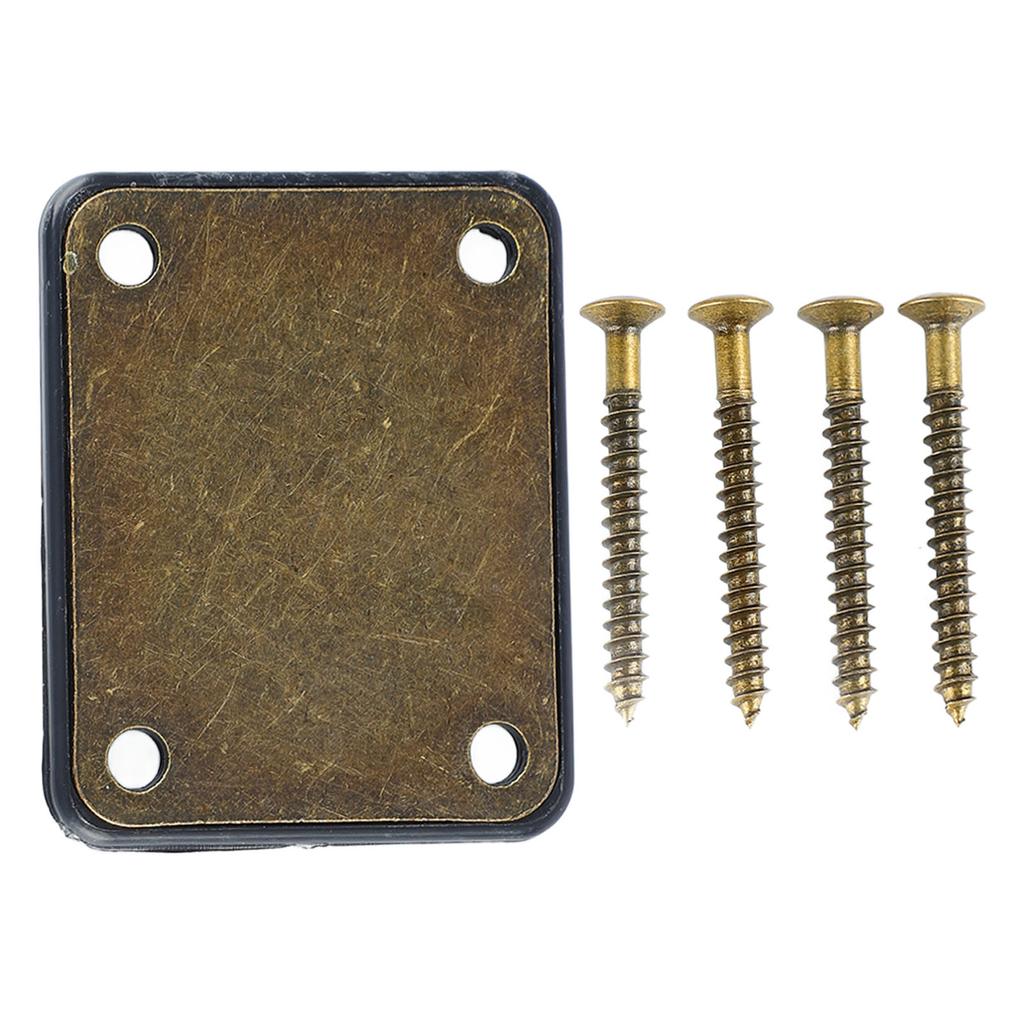 Electric Guitar Neck Plate Bass Reinforcing Metal Accessories 4 Holes with Screws