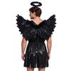 Costume Toga Greco Romano Mitologico da Uomo Tunica Metallizzata Monospalla con Ali e Copricapo per Festa Cosplay di Halloween