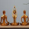 Gyllene Figurer Utövar Yoga Set om 4 Resin Skulpturfigurer - Hemdekorativt Hantverk för Vardagsrum, Sovrum, Studierum, an