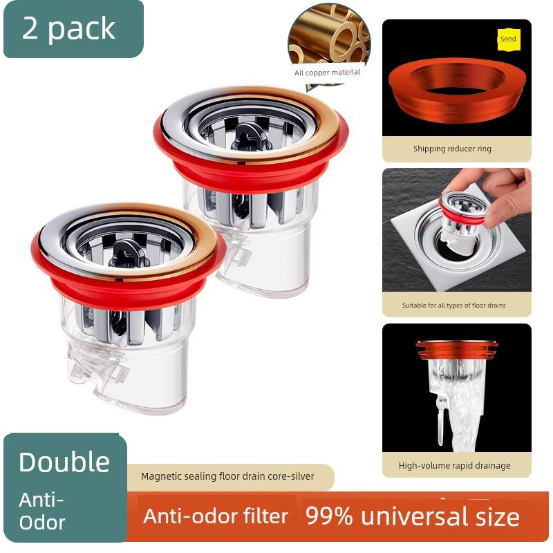 All-Copper Floor Drain Anti-Odor Inner Core Universal Bathroom Toilet Anti-Insect Sewer Pipe Anti-Odor Sealing Cover