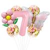 7Pcs Pink Butterfly 40inch Number Helium Balloon Set Gradient Happy Birthday Baby Shower Decor Birthday Party Wedding Balloon