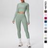Zipper Crop Top Jacket & High-Waist Butt-Lifting Pocketed Pants Sports Set - Perfect for Yoga, Running, & Casual Fitness.