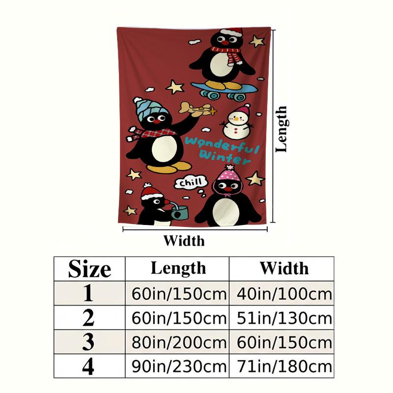 Pingu Wall Tapestry Aesthetic Wall Hanging Printed Fabric Blanket Decorative Tapestries For Bedroom Living Room Home Decor