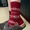 Seasonal Fleece Thickened Warm Wool Red Retro Christmas Mid-Tube Stacking Socks For Children