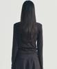 Nigaennikol Dot Shirring Drape Boat Neck Top_Black
