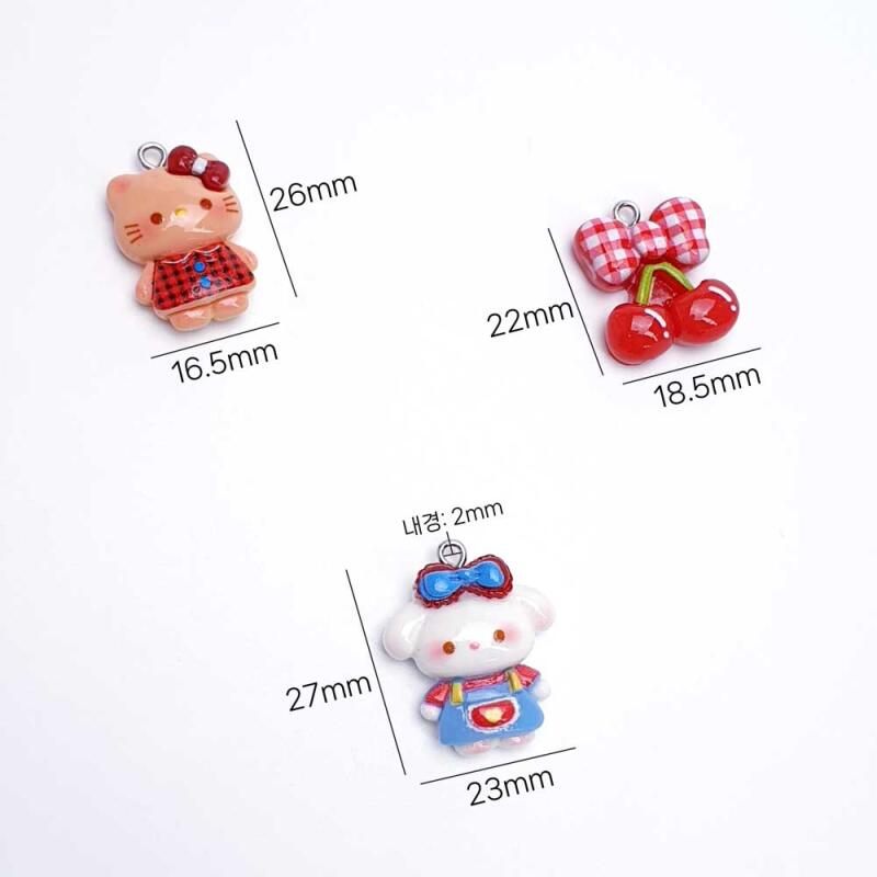 Cute Cat Puppy Bear Cherry Keychain Accessory