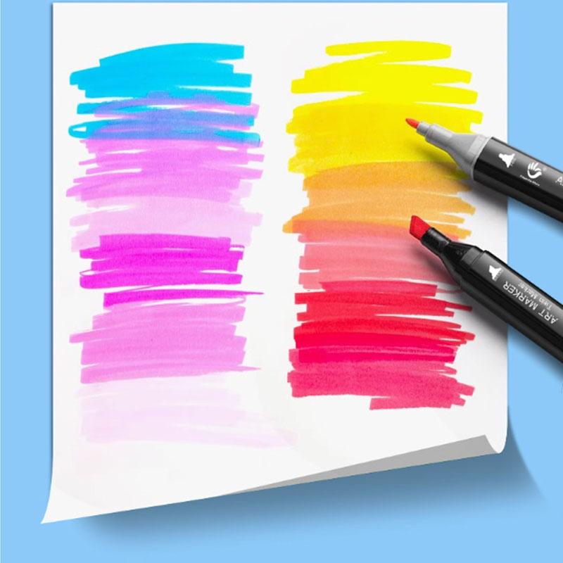 48/80 Colors Alcohol Based Marker Pen Set Dual Tip Double Head Black Barrel Drawing Painting for Kids School Supplies Design