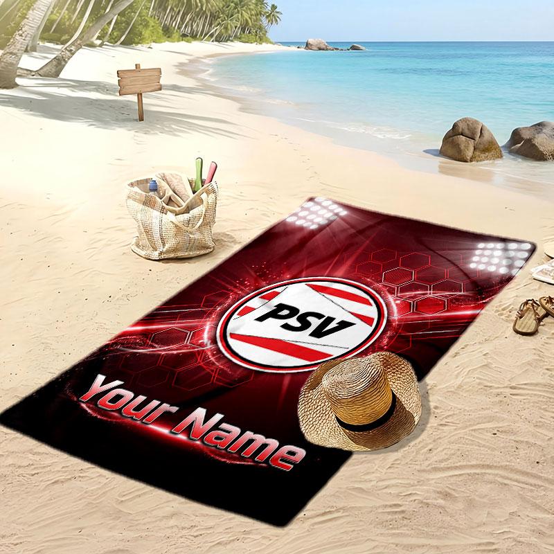 PSV Eindhoven FC Telo da Spiaggia Stampato Personalizzato Logo Calcio Supporto Nome Personalizzato Testo Asciugamano Assorbente Per Sport Viaggio Regalo Speciale