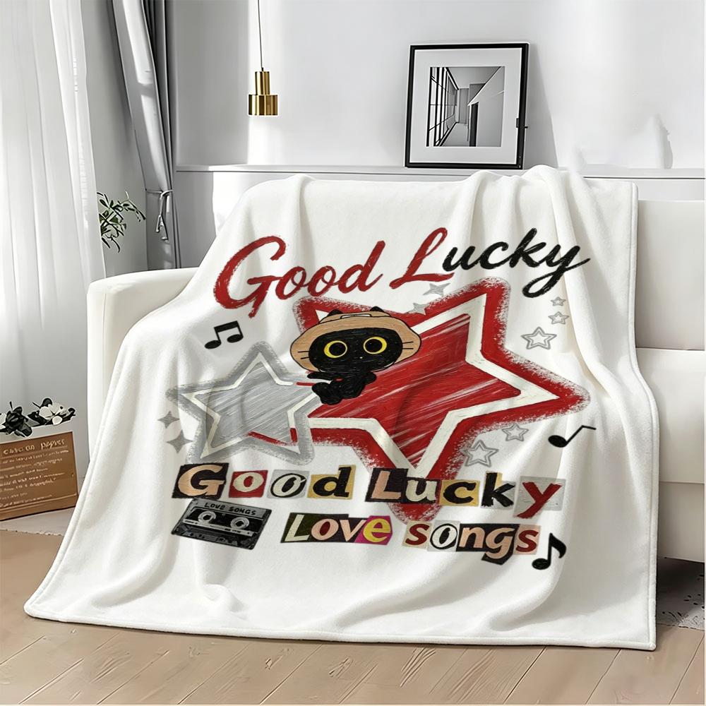 Cute Oil Painting Print Throw Lightweight 240G Flannel Blanket Soft Skin-Friendly For Summer Cooling