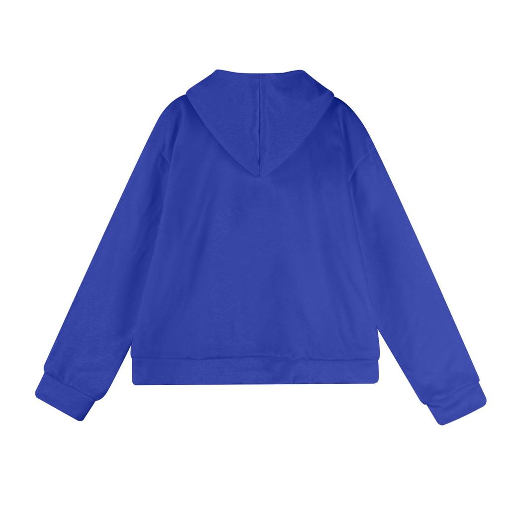 Women's Long Sleeve Solid Loose Zip Hoodie