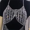 Leqoel Bling Rhinestone Body Jewelry Bling Big Luxury Women Bra Dress Sexy Underwear Body Chain Jewelry