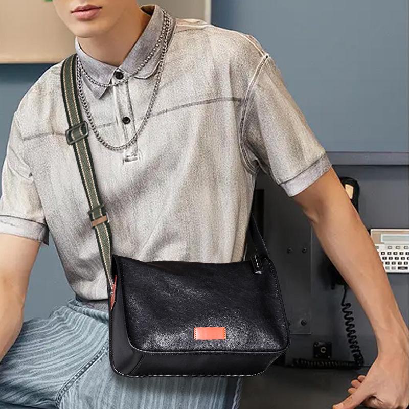 Men's Genuine Leather Casual Messenger Shoulder Bag - Trendy, First Layer Cowhide, Small Commuter Style