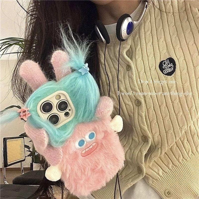 3d Cute Cartoon Plush Phone Case, for IPhone 16 15 14 13 12 11 Mini Pro Max X XR XSMax,funny Shock-proof Phone Covers