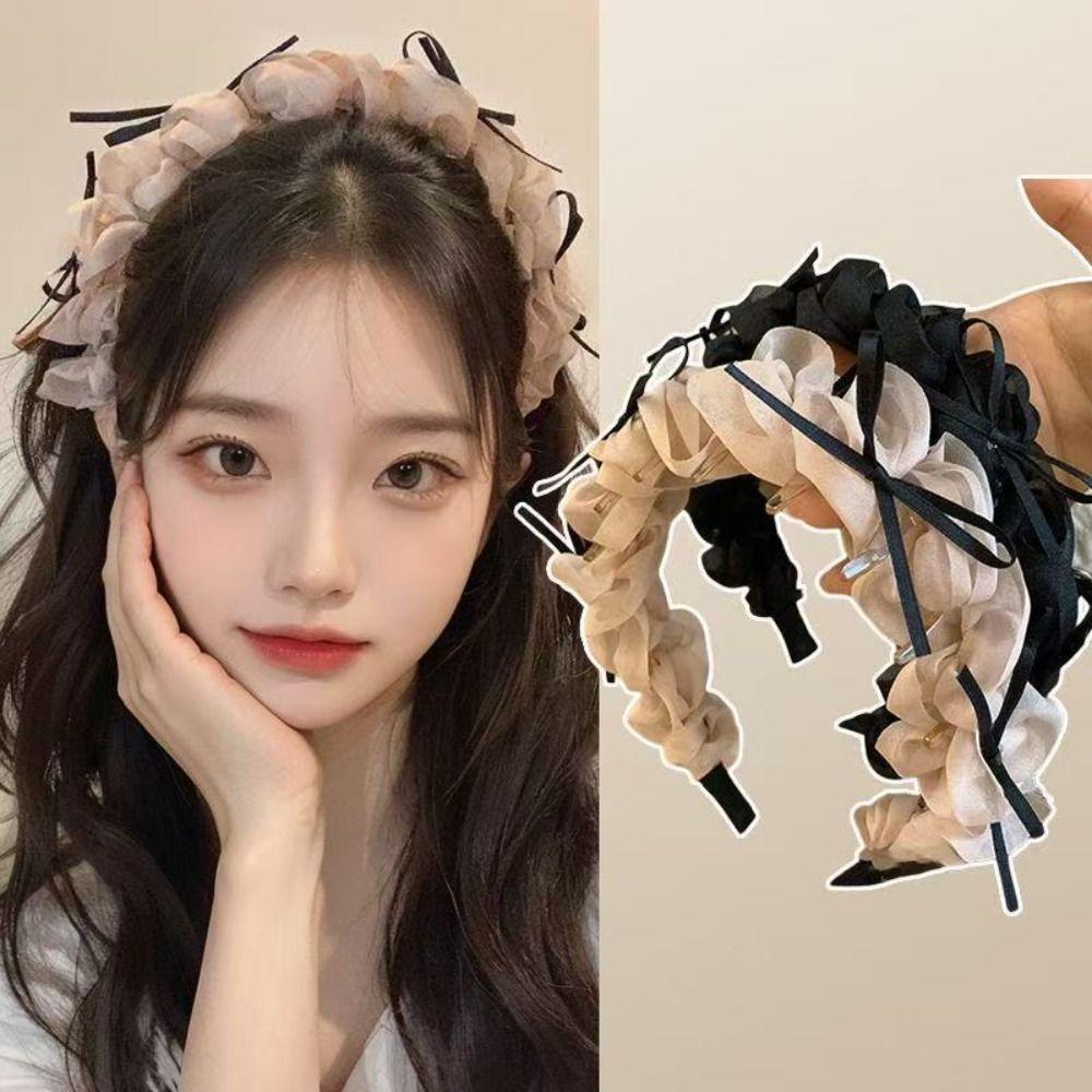 Plissiertes Damen-Haarband Rutschfest Hohe Oberseite Kopfbedeckung Elegant Schleife Geflochtenes Stirnband Haaraccessoires