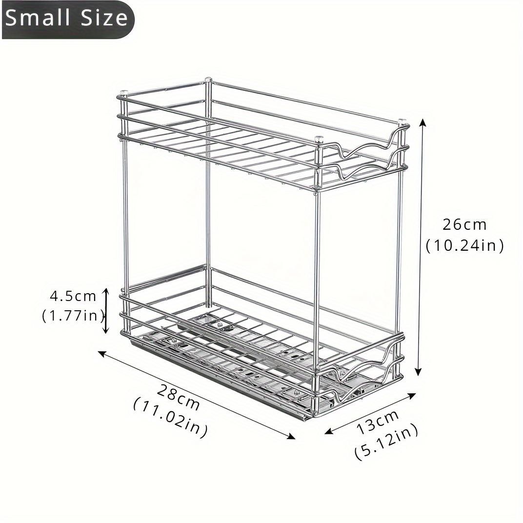 

1 шт., выдвижной органайзер для полки для специй, выдвижной органайзер для кухонной полки для специй, 2-уровневый органайзер для шкафа, органайзер под раковиной Small size