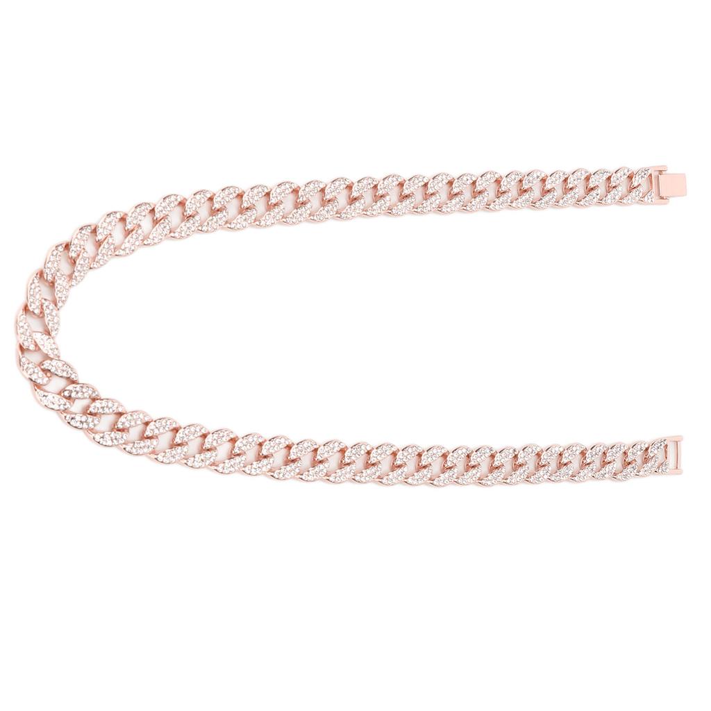 22in Cuban Necklace Alloy Diamond Link Chain Choker Stylish Neck Jewellery for Couples WomanRose Gold