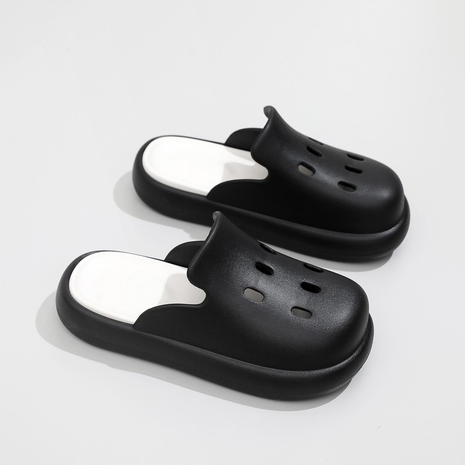 

Летние женские тапочки на толстой подошве из материала EVA, устойчивые к запаху, противоскользящие, износостойкие, удобные и повседневные тапочки на мягкой подошве 39-40 чёрный