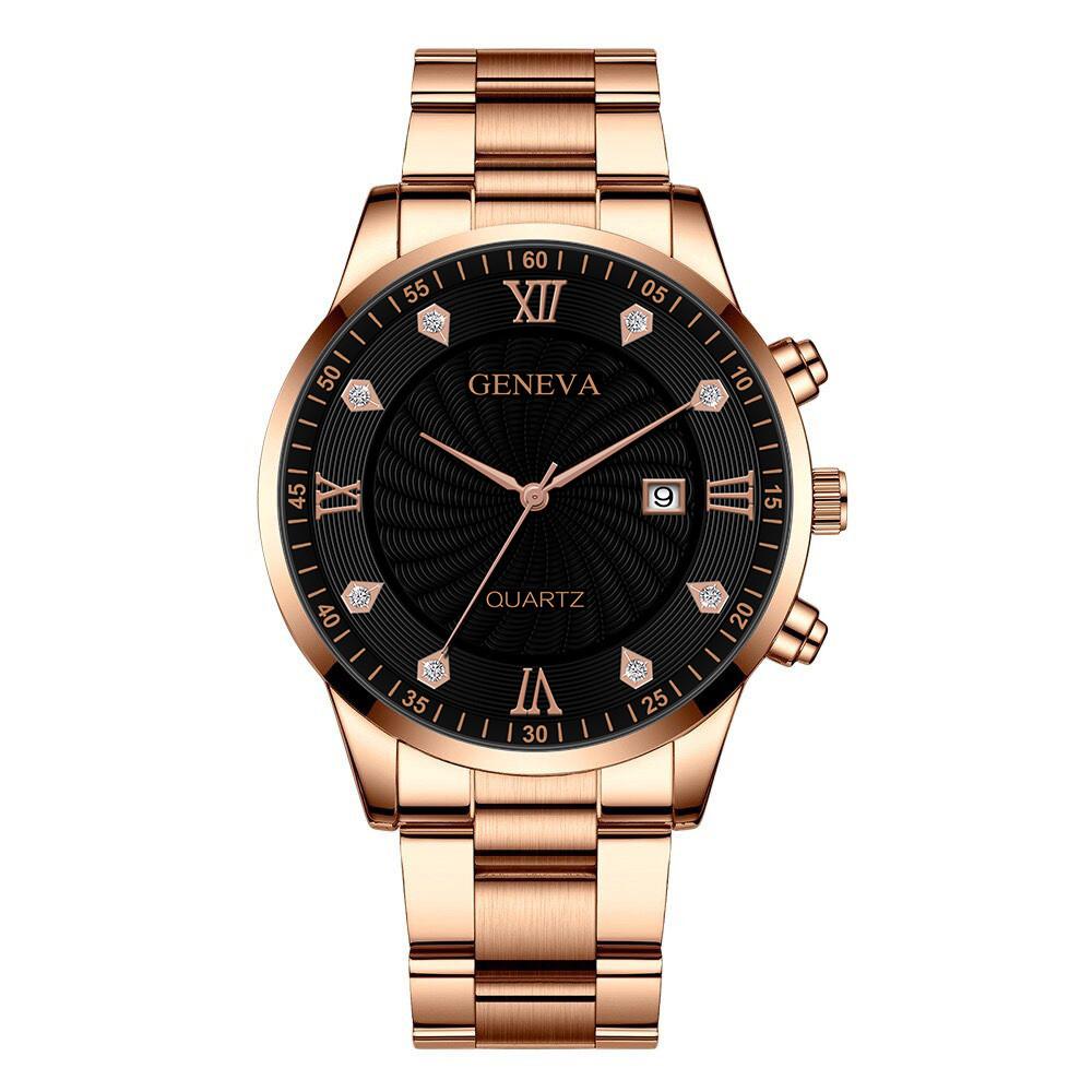 Geneva Mens Business Quartz Watch With Calendar And Alloy Band For Formal Wear
