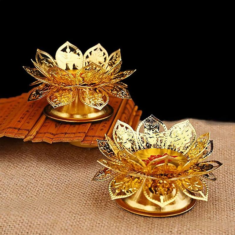 1PC Seven-Star Candlestick Religious Metal Sturdy Construction High-Foot Elegant Golden Traditional Multiple Options Available