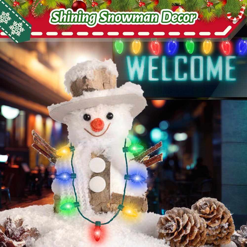 Christmas Necklace Toys for Kids, Light up Falshing LED Light Necklace with Bulbs for Adults, Ugly Xmas Birthday Wedding Rave Carnival New Year