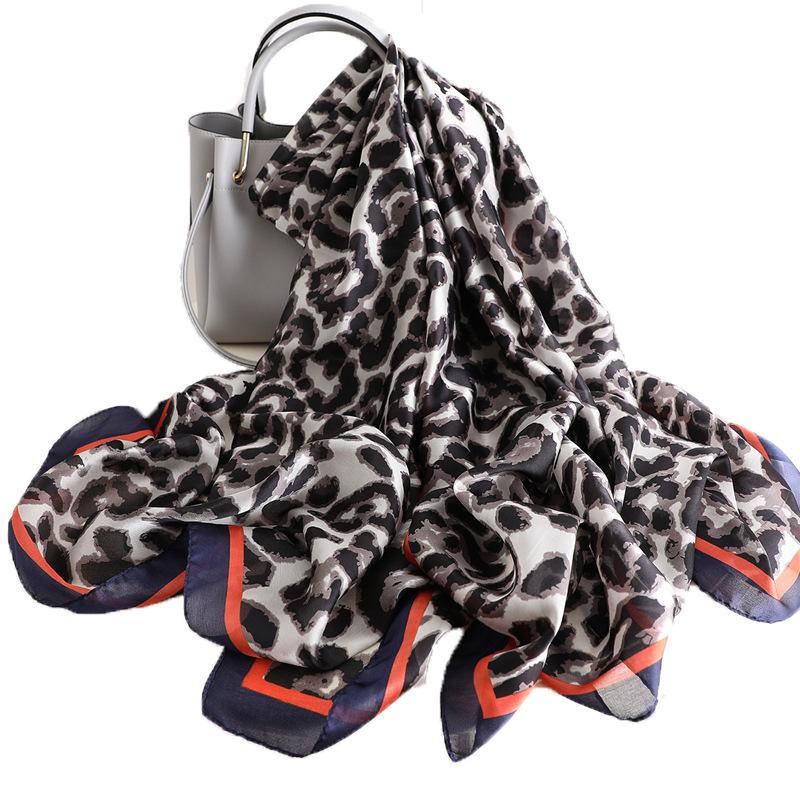 Leopard Print Silk Scarf Female Mother Scarf Yarn Multi-Functional Spring, Summer, Autumn And Winter Shawl Popular Long Scarf