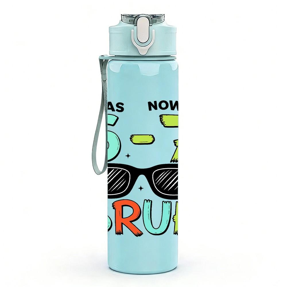 1PC I Was Six Now Im Seven Bruh Letter 750ml Color Plastic Sports Water Bottle Leakproof Flip Straw Lid Suitable for Sports Office Home Use