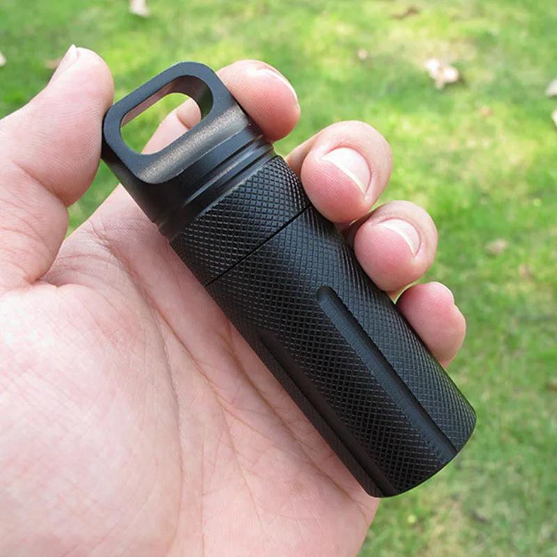 Aluminum Alloy Outdoor Survival EDC Waterproof Capsule Sealed Bottle Box Container Bracket Tool Outdoor Camping Accessories