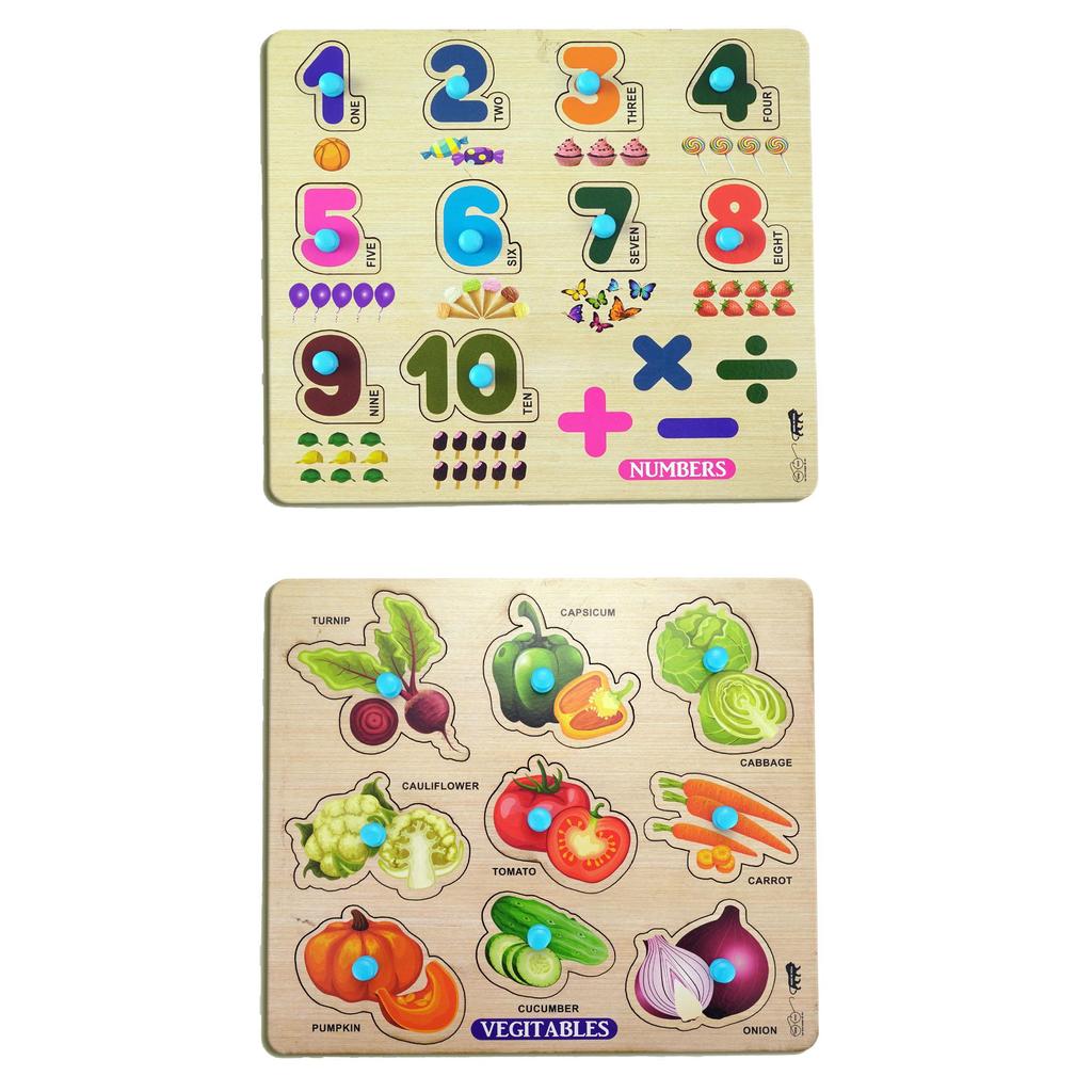 Bit Feex Kids Fort Pre Nursery Educational Jigsaw Puzzles for Adults kids Learning Toys Kit Board Game 2 pcs Set of Numbers & Animals. Educational Toy