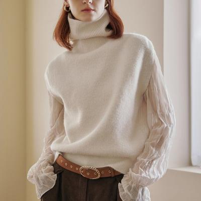 Loose Fit Turtleneck Rib Knit Vest Zd11qk401na