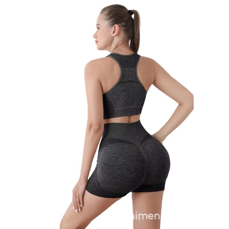 Women's Yoga Sports Set: Hip-Lifting Fitness Pants, Shockproof Wireless Bra, Vest, and Underwear Shorts