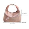 Women Soft Nylon Crossbody Bag with Pearl Pendant Casual Sling Bag Adjustable Strap Stylish Handbag Travel Shopping Work Bag