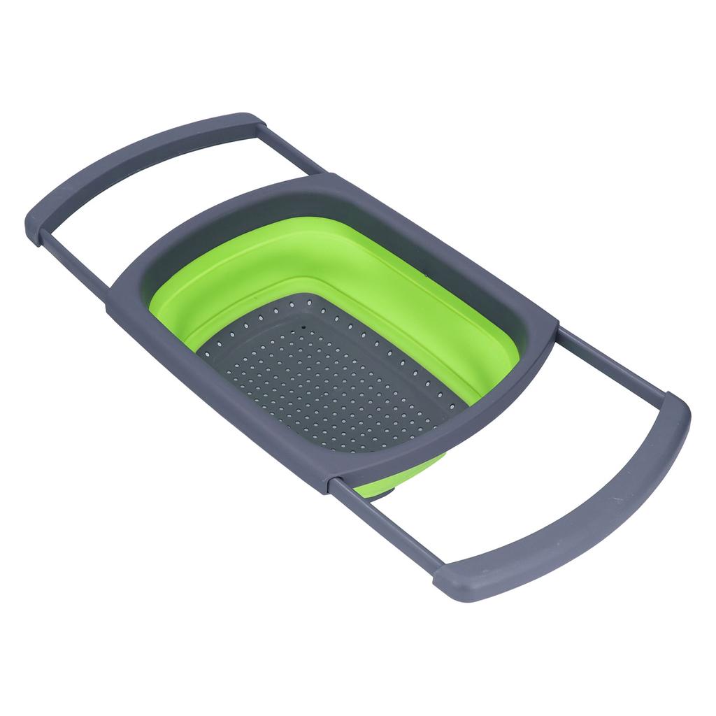 Green Foldable Drain Basket Silicone Collapsible Fruit Vegetable Wash Strainer Basket for Home Kitchen