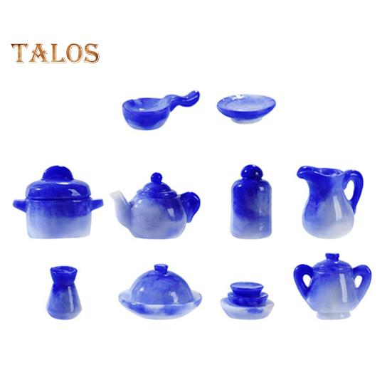 

10 шт. набор для кукольного домика, миниатюрный чайник из смолы, китайское чайное блюдце, кухонная модель, реквизит для декора кукольного домика в масштабе 1/6 1/12 10pcs