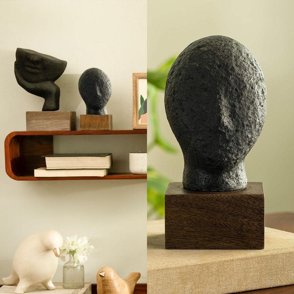 Sculptură Ecomix Față Calină 19 cm Înălțime, Piesă Decorativă pentru Casă, Figurine pentru Living & Birou, Accent Decorativ Modern Estetic pentru Măsuță,