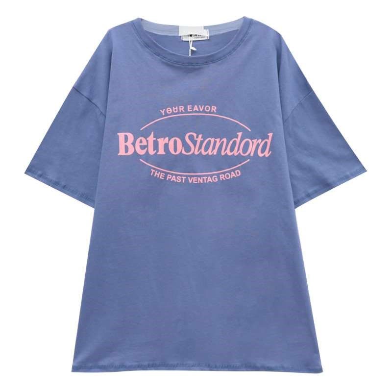 Summer Midlength Loose Womens Letters Couples Tendy Top