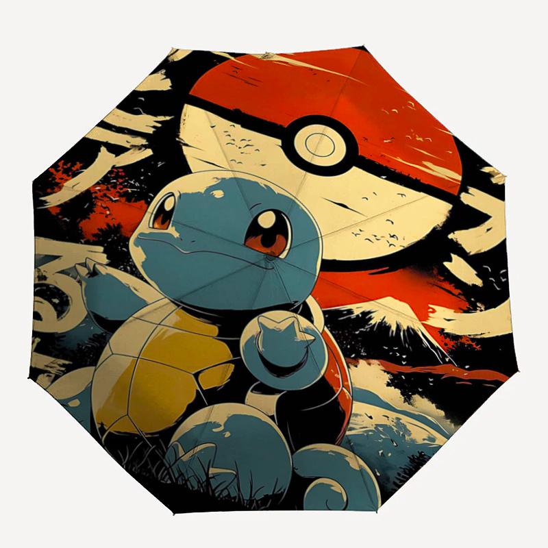 1pc Squirtle's Journey Automatic Opening and Closing Folding - A Good Choice for Gifts, Fashionable and Convenient Cartoon Practical Umbrella With Cut