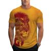 3D Lion Pattern Printed Short Sleeved Cool and Loose Summer Round Neck Top Men's T-shirts