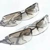 Wrap Around Y2K Sunglasses for Women Men Shield Flat Top Sunglasses Futuristic Frameless Gradient Lens Sun Glasses Eyewear